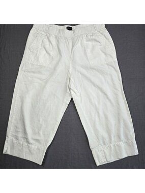 Talbots XLP Petite Womens Cropped Pull-On Pants White Pockets